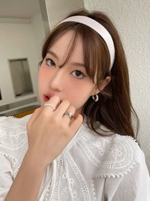 DAZY 1 件粉色纯色宽头带，经典外观，优雅，适合休闲和日常使用发带发箍 - 藕粉色 - 查看 8