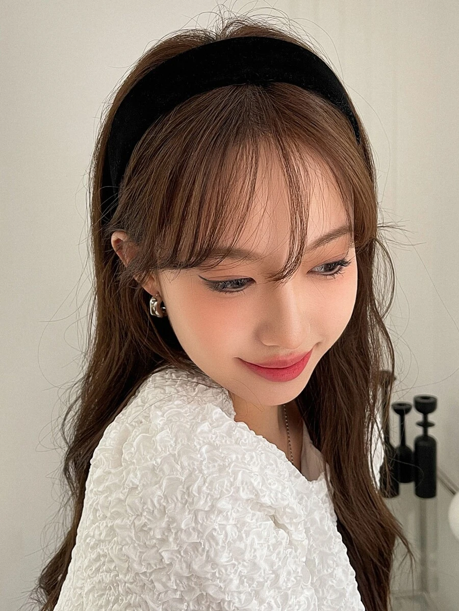 DAZY 素色寬髮箍 - 黑色 - 查看 1