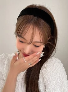 DAZY 素色寬髮箍 - 黑色 - 查看 2