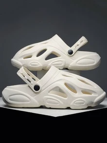 Men Cut Out Slingback Vent Clogs - Beige - View 1