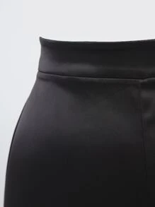 SHEIN BAE Cut Out Back Rhinestone Detail Satin Wide Leg Trousers - Black - View 6