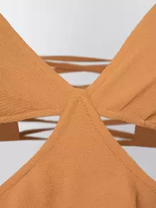 SHEIN VCAY Cut Out Tie Backless Layered Hem Cami Dress - Orange - View 6