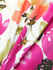 SHEIN VCAY Floral Print Tie Back Crop Top & Shorts - Multicolor - View 8