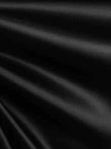 SHEIN BAE Cut Out Back Rhinestone Detail Satin Wide Leg Trousers - Black - View 8