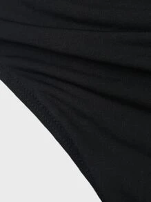 SHEIN BAE Rhinestone Chain Detail Backless Mesh Bodysuit - Black - View 8