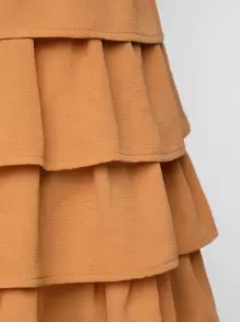 SHEIN VCAY Cut Out Tie Backless Layered Hem Cami Dress - Orange - View 7