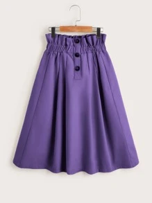 SHEIN 女孩紙袋腰喇叭半身裙 - 紫羅蘭色 - 查看 1