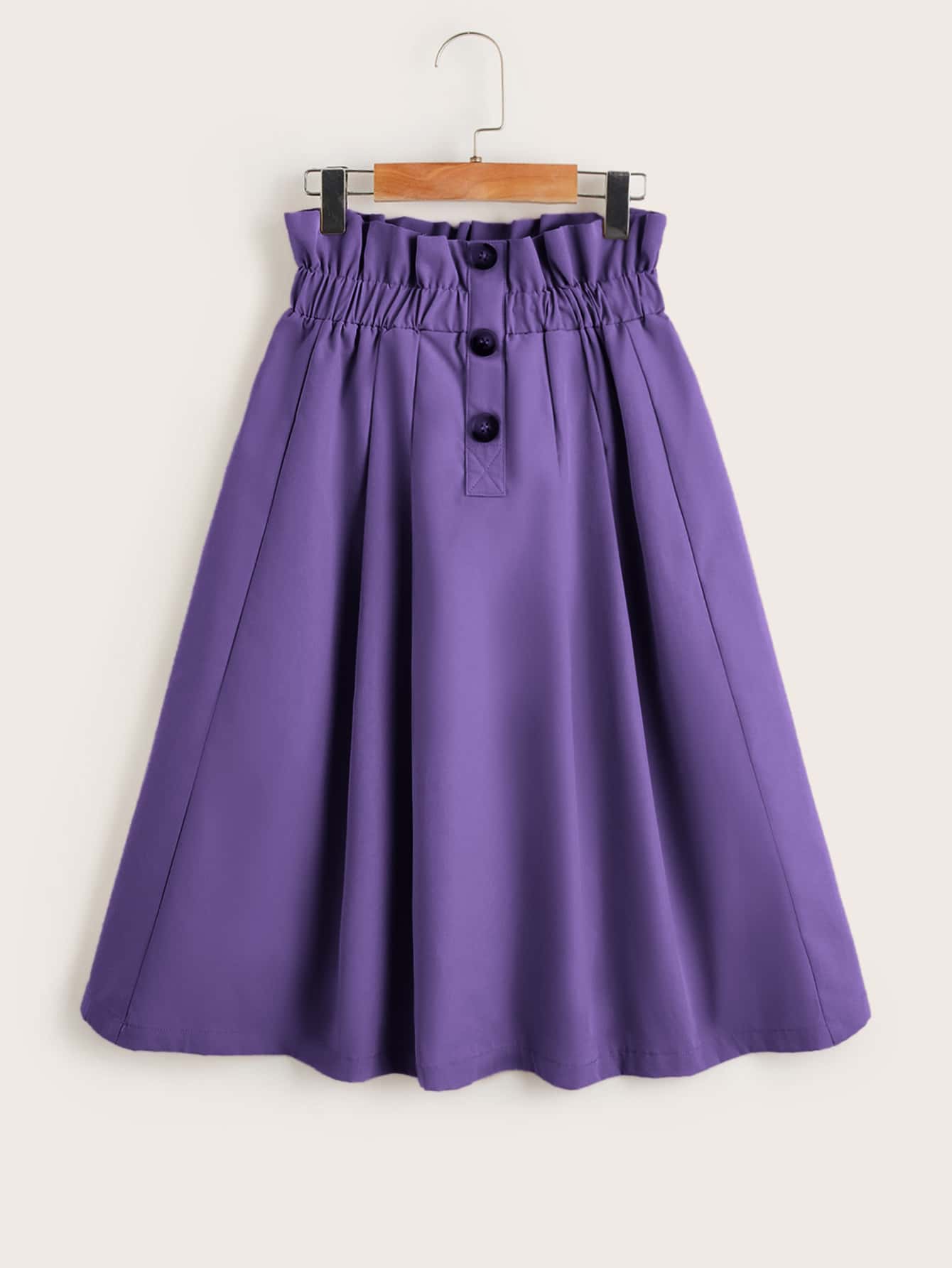 SHEIN 女孩紙袋腰喇叭半身裙 - 紫羅蘭色 - 查看 1