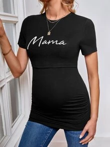 SHEIN Maternity Letter Graphic Nursing Tee - Black - View 5