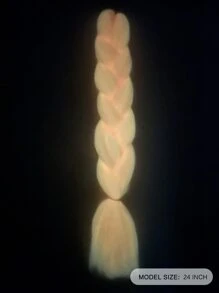 玫瑰紅色編織頭髮大號盒子辮髮延伸，在黑暗中發光編織頭髮不打結發光大號辮髮(1件24英寸) - 玫紅色 - 查看 3