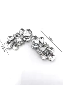2pcs Rhinestone Decor Shoe Decoration - Silver - View 1
