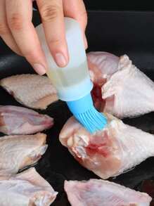 قطعة واحدة من جهاز توزيع زيت الفرشاة مع فرشاة عالية الحرارة مقاومة للتوابل من السيليكون وفرشاة المطبخ وعصي الخبز