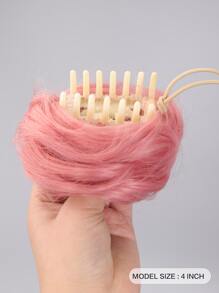 Short Body Wave Synthetic Hair Buns With Claw - Pink - View 2