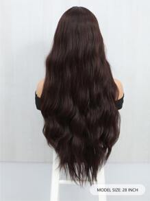 Peluca marrón color largo suelto ondulado sintético pelo con con fleco - Dark Brown - Ver 3