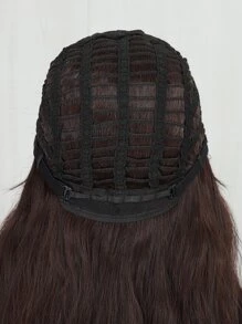 Peluca marrón color largo suelto ondulado sintético pelo con con fleco - Dark Brown - Ver 5