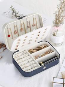 1入組便攜PU首飾盒 - 藍色 - 查看 1
