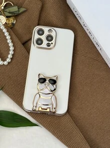 Vỏ điện thoại trang trí chó có chân đế - trắng - Xem 2