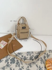 Mini Letter Patch Decor Geantă pătrată