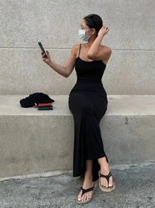 DAZY Solid Cami Dress Sundress,Casual Women Dresses - Black - View 3