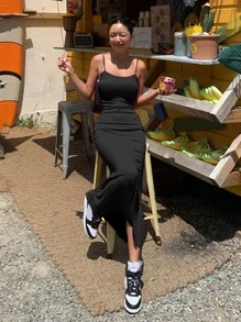 DAZY Solid Cami Dress Sundress,Casual Women Dresses - Black - View 10