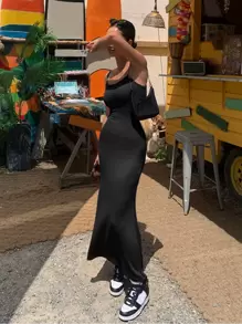 DAZY Solid Cami Dress Sundress,Casual Women Dresses - Black - View 12