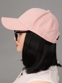 短直筒人造假髮帶帽子 - 黑色 - 查看 5