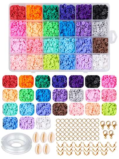 1盒貝殼和軟黏土DIY首飾配件