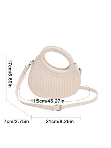 Textured Double Handle Satchel Bag - White - View 8