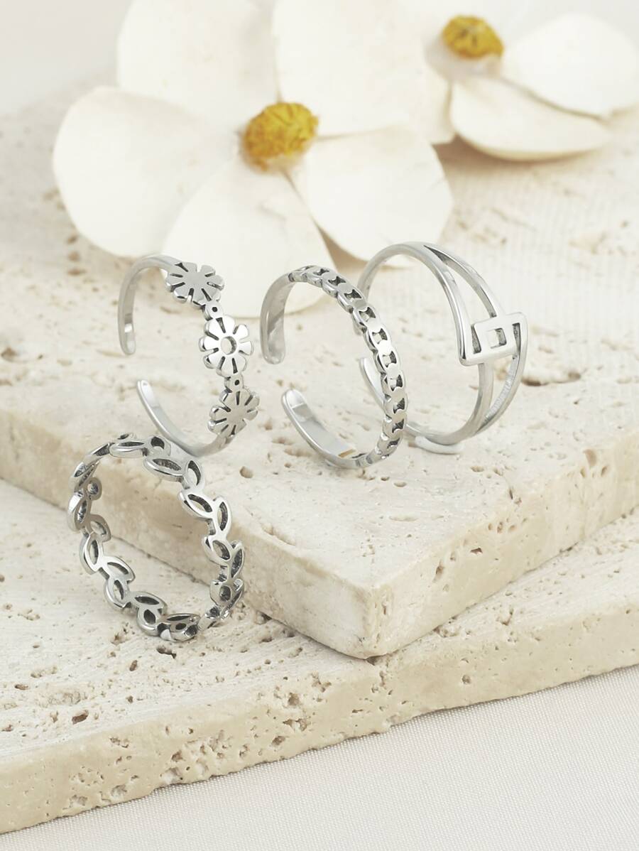 4pcs Flower Decor Ring