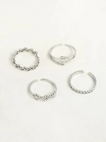 4pcs Flower Decor Ring