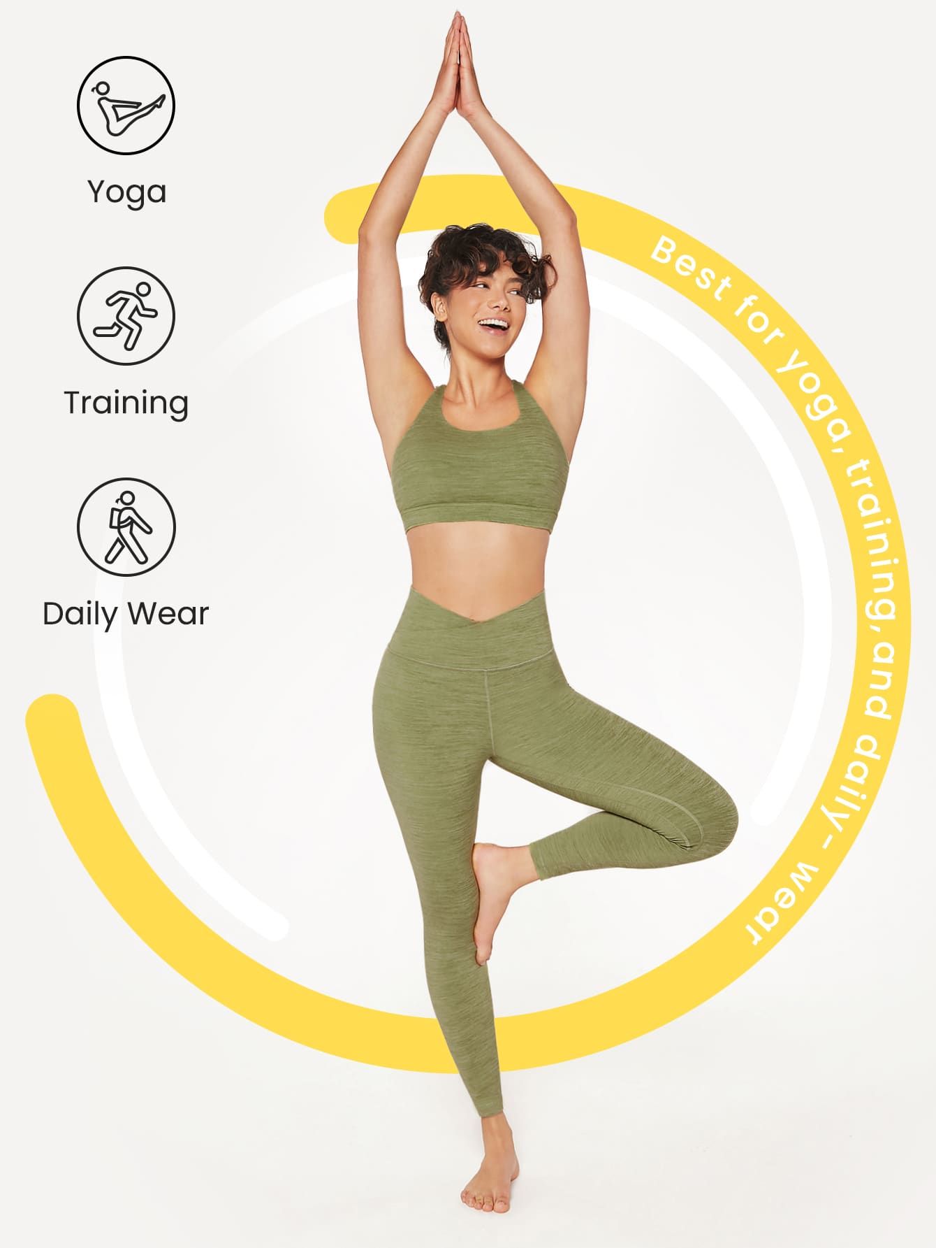 24" FeatherFit™ Crossover Yoga Pilates Leggings Buttery Soft High Stretch Crossover Waist Sports Tights