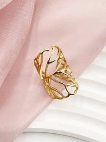 Hollow Out Cuff Ring - Yellow Gold - View 1