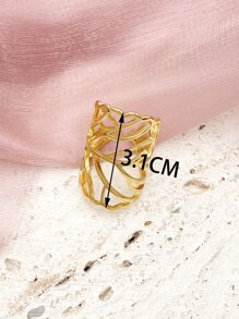 Hollow Out Cuff Ring - Yellow Gold - View 3