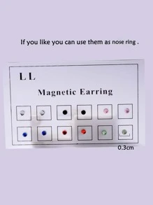 12pcs Rhinestone Decor Magnetic Earrings