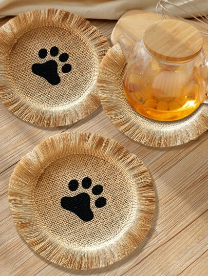 1pc Paw Pattern Fringe Trim Coaster
