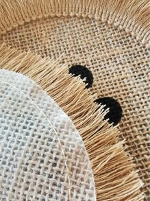 1pc Paw Pattern Fringe Trim Coaster - Brown - View 3