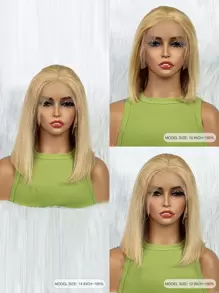 Transparent Lace Straight Wig 13 X 4 Lace Front Bob Short Human Hair Wig For Women With Baby Hair Pre Plucked 22# Color 180% Density 10-14 Inch Beige Color - S613 - View 5