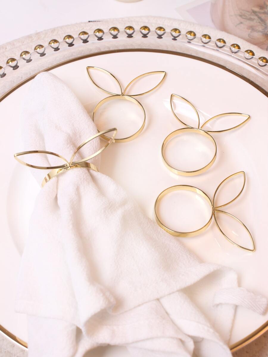 4pcs Rabbit Ear Decor Napkin Ring