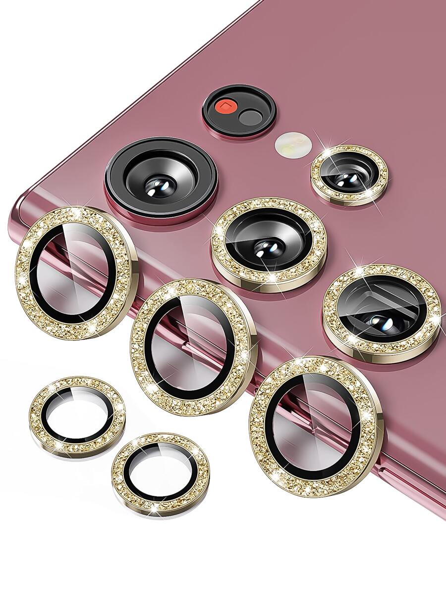 鋼化手機攝像頭保護膜兼容三星S22 - 金色 - 查看 1