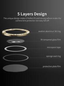鋼化手機攝像頭保護膜兼容三星S22 - 金色 - 查看 3