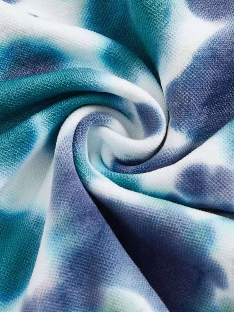 Yoga Trendy Shorts biker deportivos de tie dye de moldeador cadera de cintura ancha - Multicolor - Añade 10