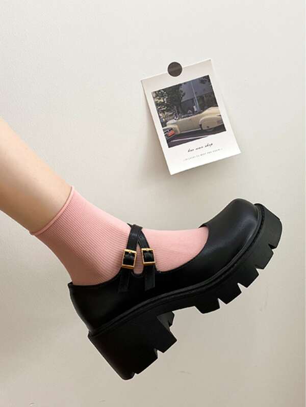 Buckled Decor Platform Mary Jane Shoes SHEIN UK