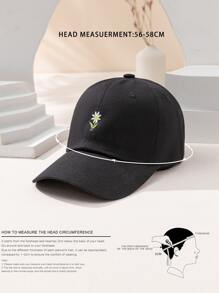 1pc Unisex Y2k Style Embroidered Flower Baseball Cap, Outdoor For Daily Commute With Simple Style Y2k Bucket Hat For Youth Sunshade Stylish Cap Valentine's Day Valentines