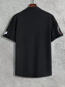 Manfinity Hypemode Camisa holgada para hombre con gráficos de estrellas y letras sin camiseta interior