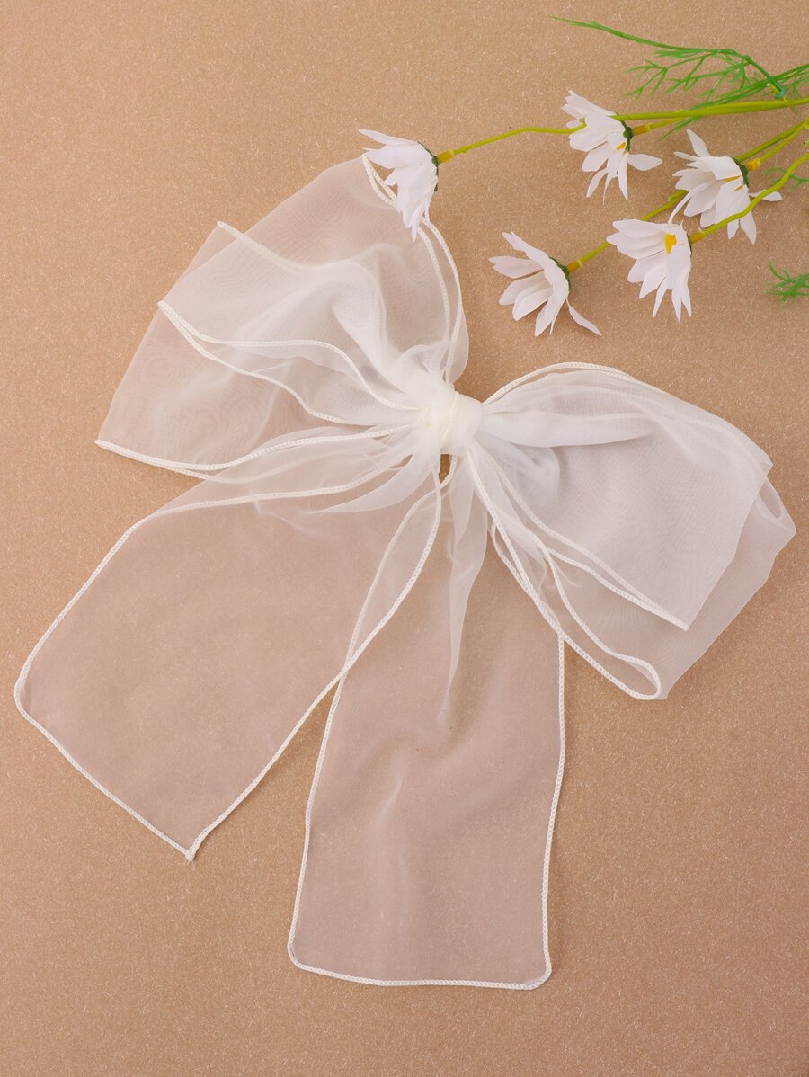 Bow Decor French Clip - White - View 1