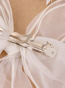 Bow Decor French Clip - White - View 3