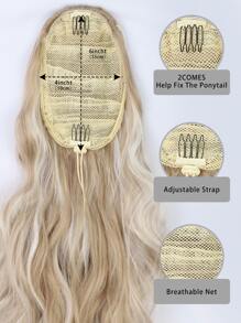 1 Máy Tính Dài 24 Inch Sóng Thân Đuôi Ngựa Tóc Tổng Hợp Chịu Nhiệt Quấn Dây Rút Bộ Tóc Giả Dành Cho Phụ Nữ Sử Dụng Hàng Ngày - Màu dương cầm - Xem 5