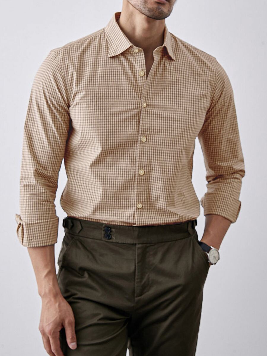 Manfinity Mode 男士方格紋圖案鈕扣前衣 - 彩色 - 查看 1