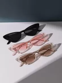 3 pezzi Occhiali da vista retrò a forma di occhio di gatto, montatura piccola, di moda, per uomo e donna, occhiali classici in plastica adatti per uso all'aperto, viaggi, spiaggia, abbigliamento casual