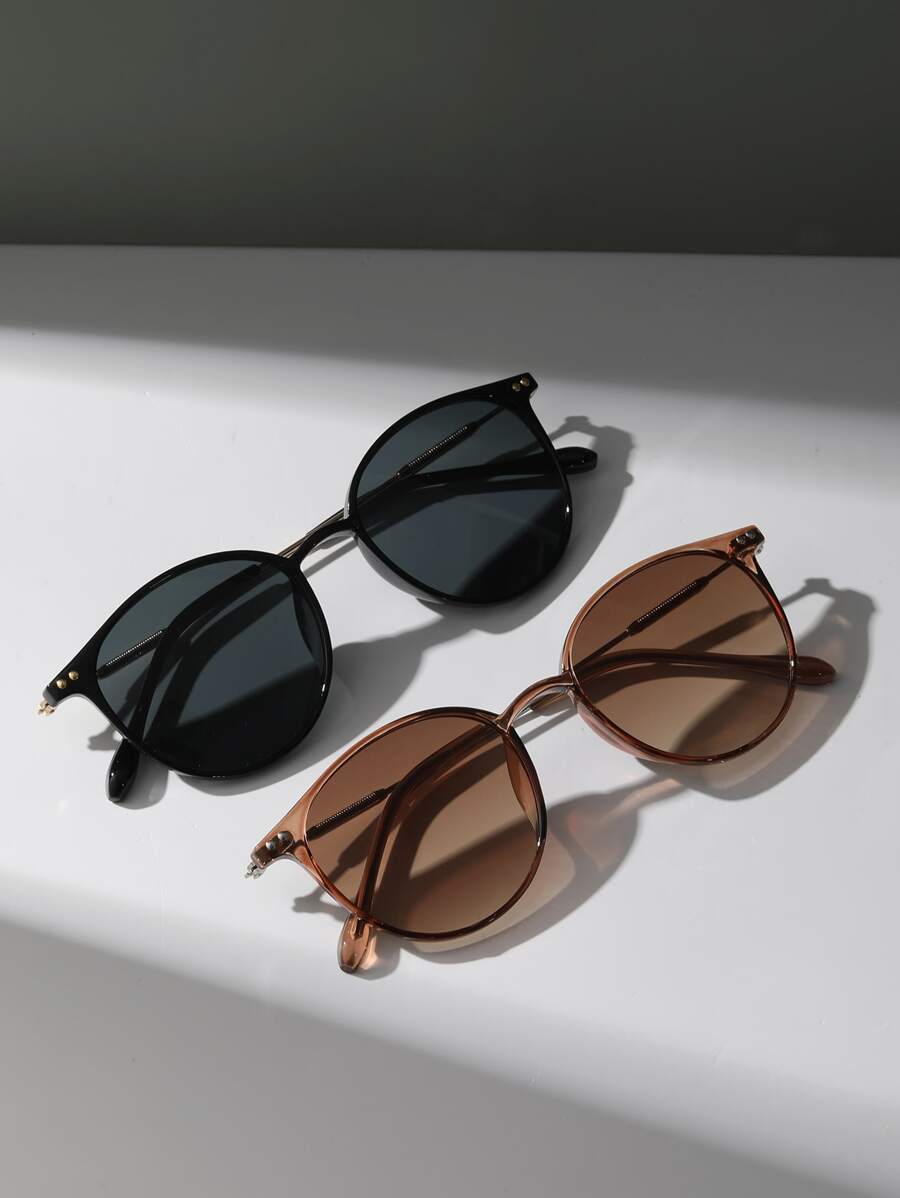 2 副女士铆钉细节太阳镜海滩配饰复古太阳镜海滩太阳镜女士海滩配饰太阳镜太阳镜遮阳基本款和适合毛衣牛仔裤运动裤连帽衫夹克连衣裙和长袖衬衫的时尚遮阳优雅装扮家庭出游旅行度假夏季海滩度假、户外、旅行